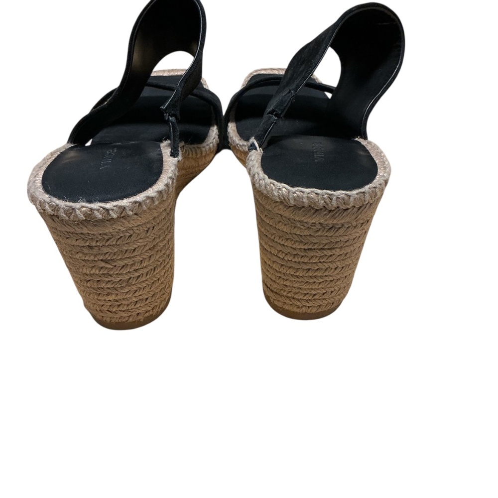 Vince Garlin espadrille wedge sandals leather suede black womens sz 9.5 square - Picture 2 of 6